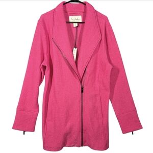Nicole Miller Womans Magenta Pink Mid Length Wool Blend Coat Size XL NWT